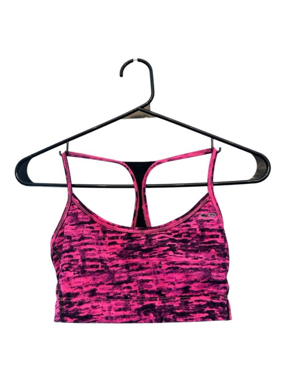 Champion Pink and Black Space-Dye Racerback Sports Bra Size Small